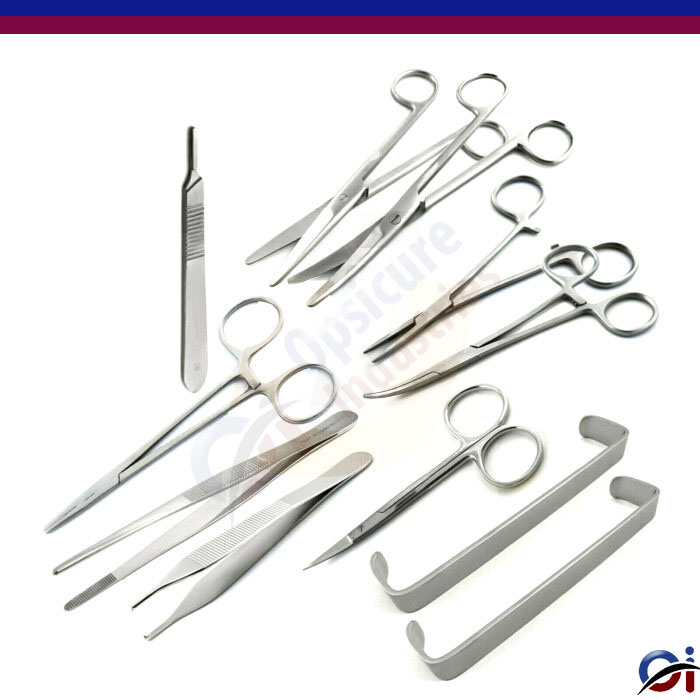 11Pcs Basic Minor Surgery Kit Surgical Dissecting Instruments Delicated Forceps ST#1502